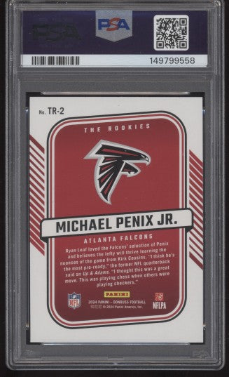 2024 Donruss Michael Penix Jr The Rookies #TR2 Red Ink Auto PSA AUTHENTIC