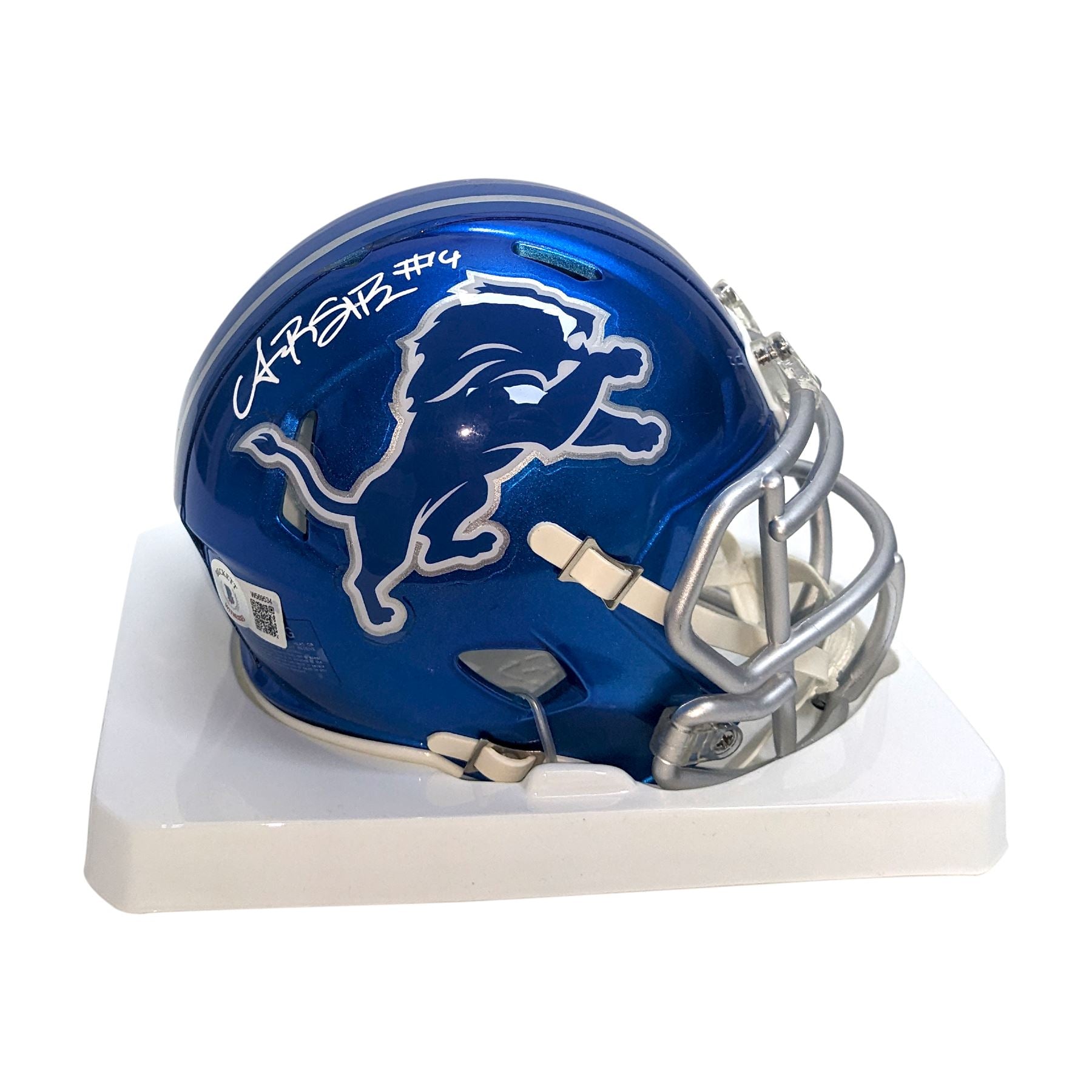 autographed nfl football helmet Amon Ra St. Brown Autographed Lions Flash Mini Helmet
