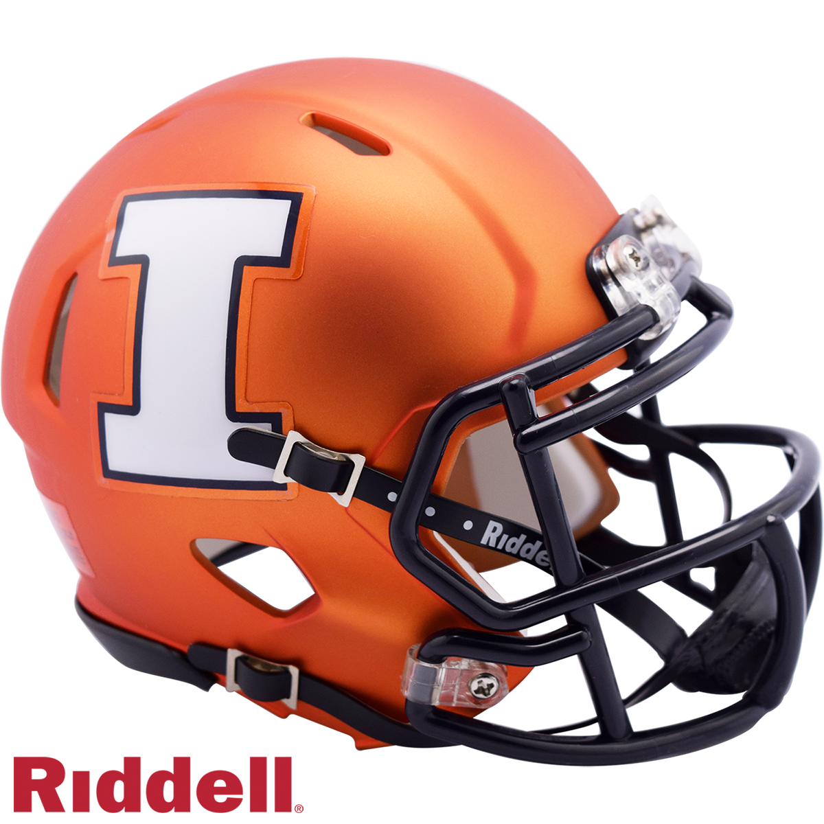 Illinois Matte Orange Pearl w/ White "I" Speed Mini Football Helmet