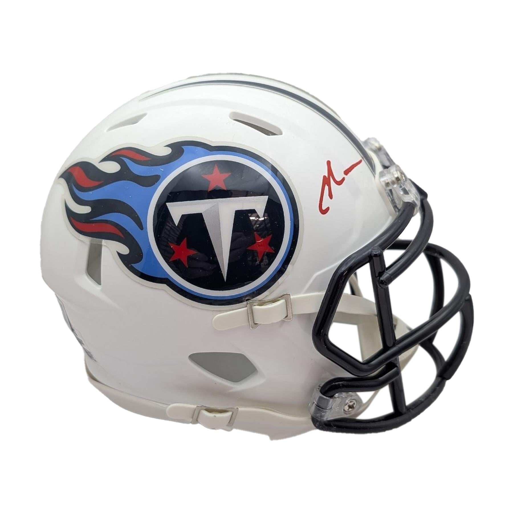 authentic throwback football helmets Chris Johnson Autographed Tennessee Titans Riddell Throwback 99/17 Mini Helmet