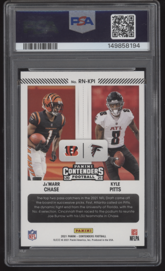 2021 Contenders Round Numbers Ja'Marr Chase Kyle Pitts Dual Auto PSA 9 AUTO 10