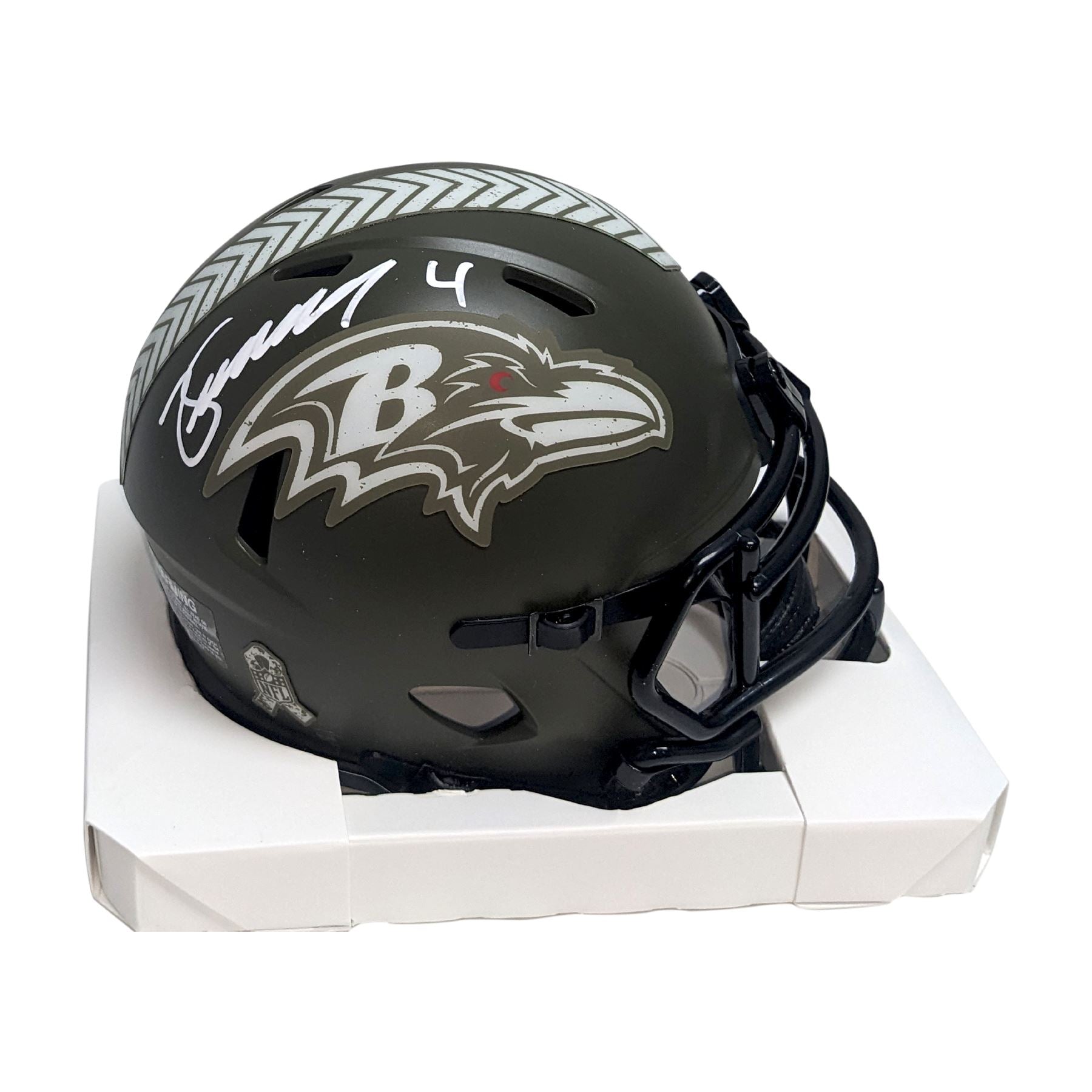 baltimore ravens motorcycle helmet Zay Flowers Autographed Hand Signed Ravens Salute to Service Mini Helmet