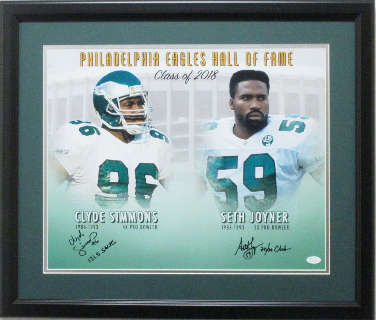 Clyde Simmons & Seth Joyner Philadelphia Eagles Autographed 16x20 Photo Framed