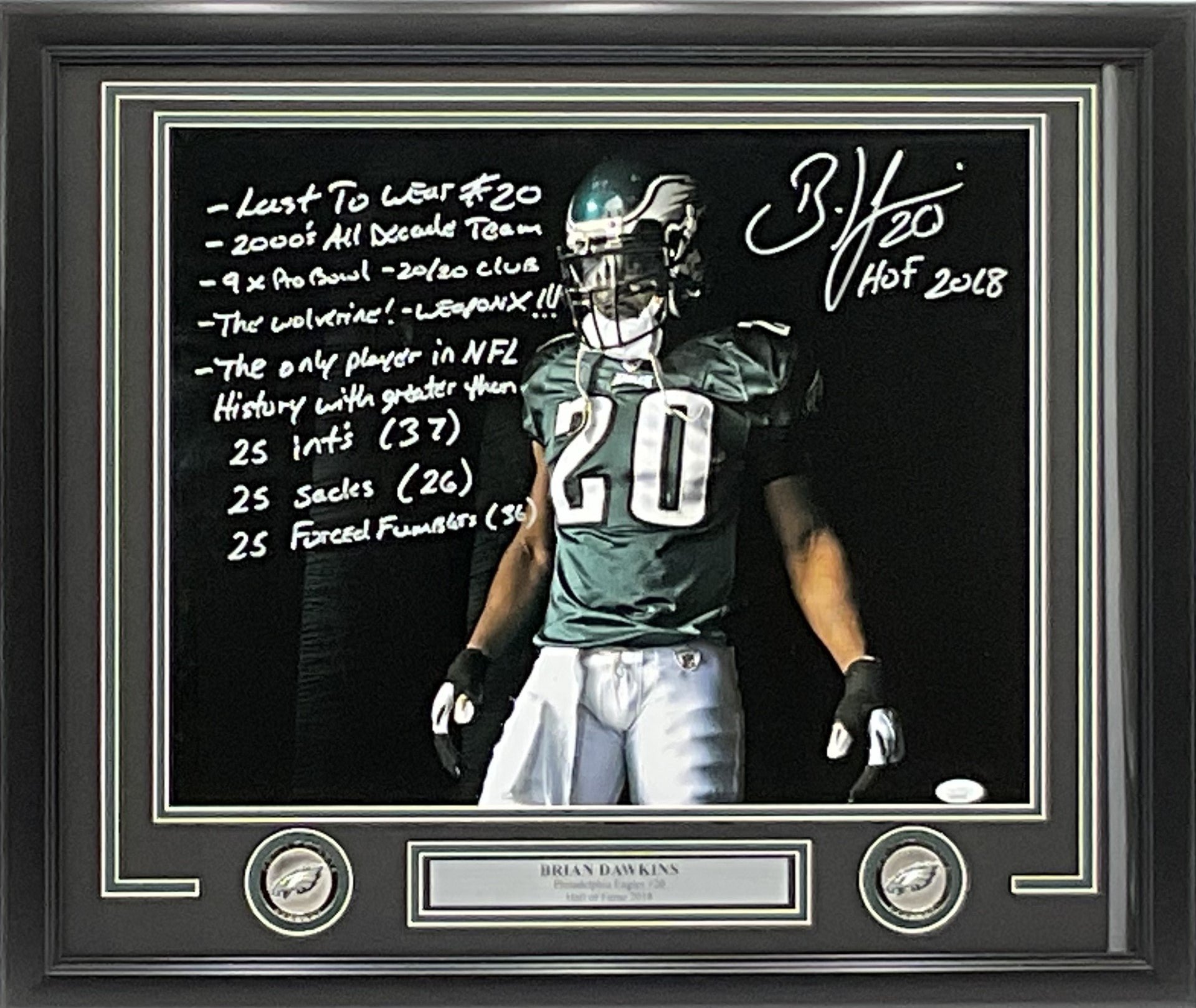 Framed Brian Dawkins Signed Jersey Philadelphia Brian Dawkins