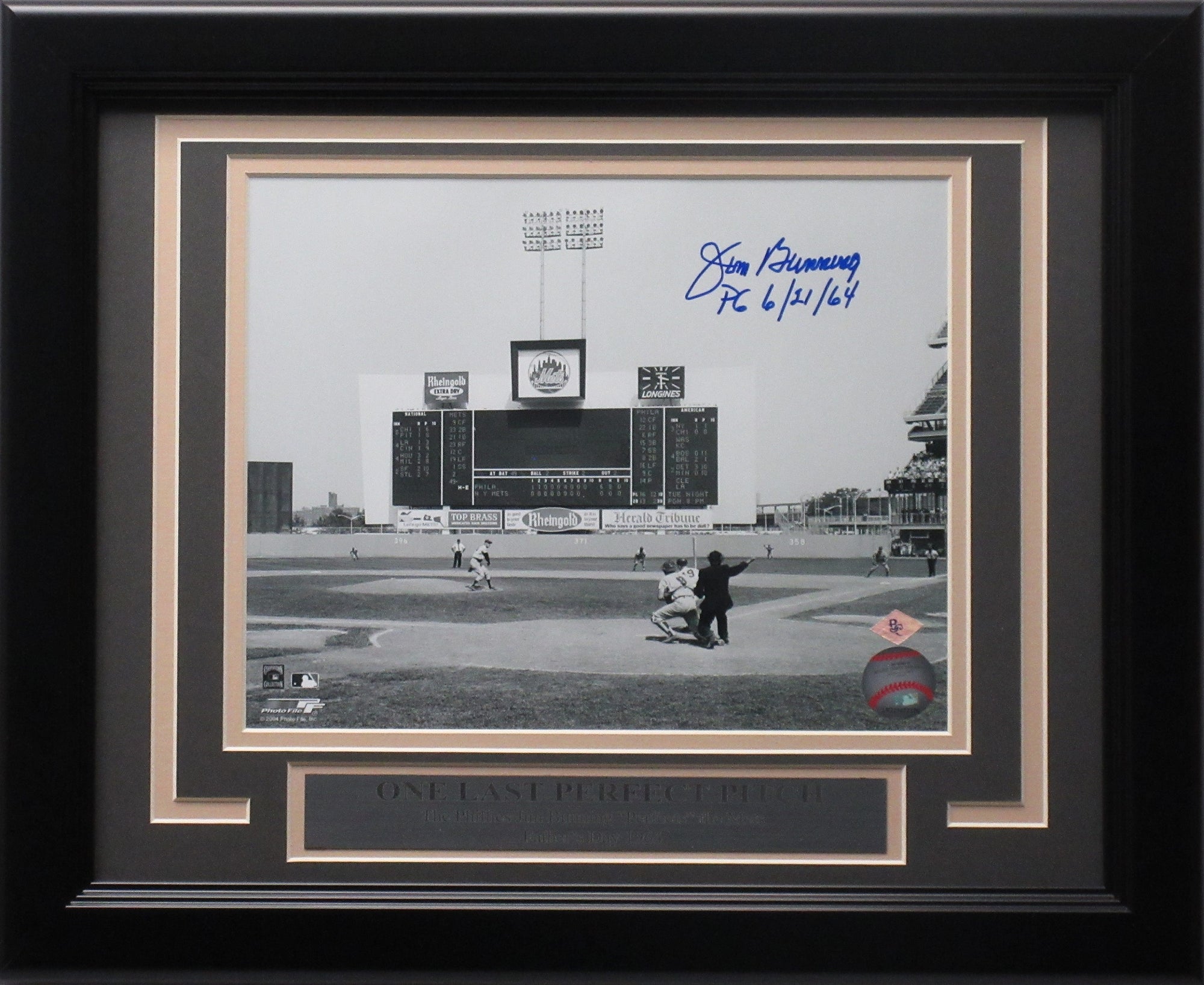 Jim Bunning Autographed 8x10 "Fathers Day Perfect Game" Photo Framed