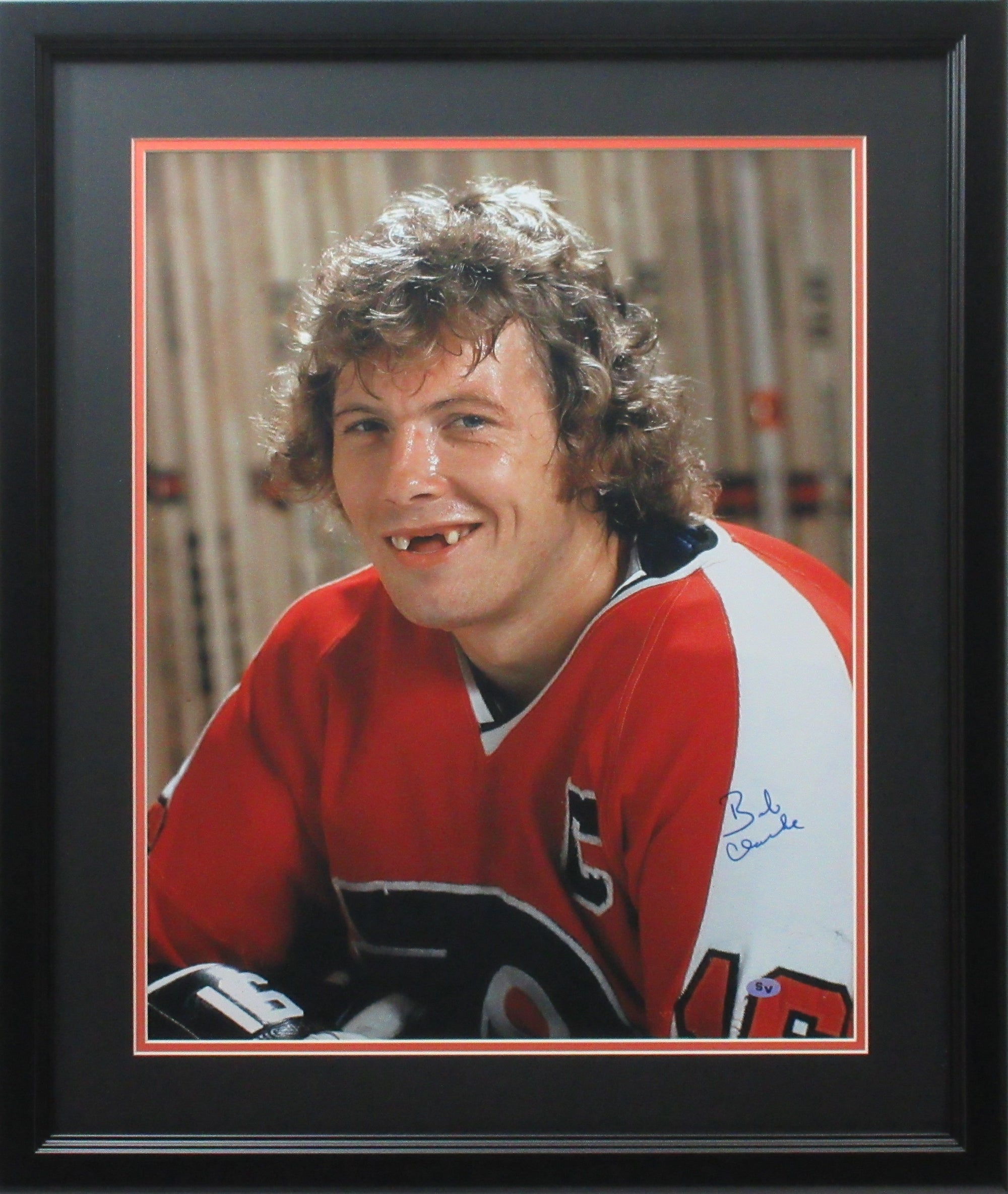Bobby Clarke Autographed 16x20 Philadelphia Flyers "Teeth" Photo Framed