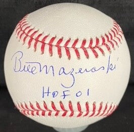 Bill Mazeroski Pittsburgh Pirates Autographed Baseball Inscribed "HOF 01"