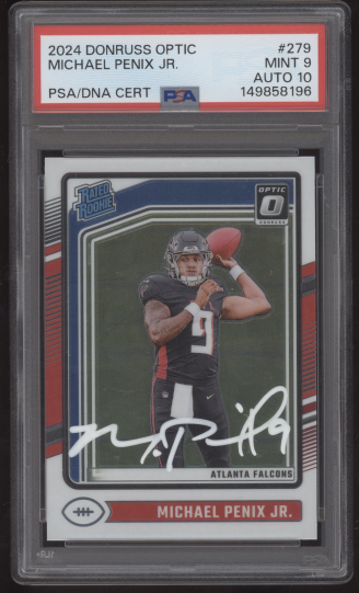 2024 Donruss Optic Michael Penix Jr #279 White Ink Auto PSA 9 MINT AUTO 10 RC