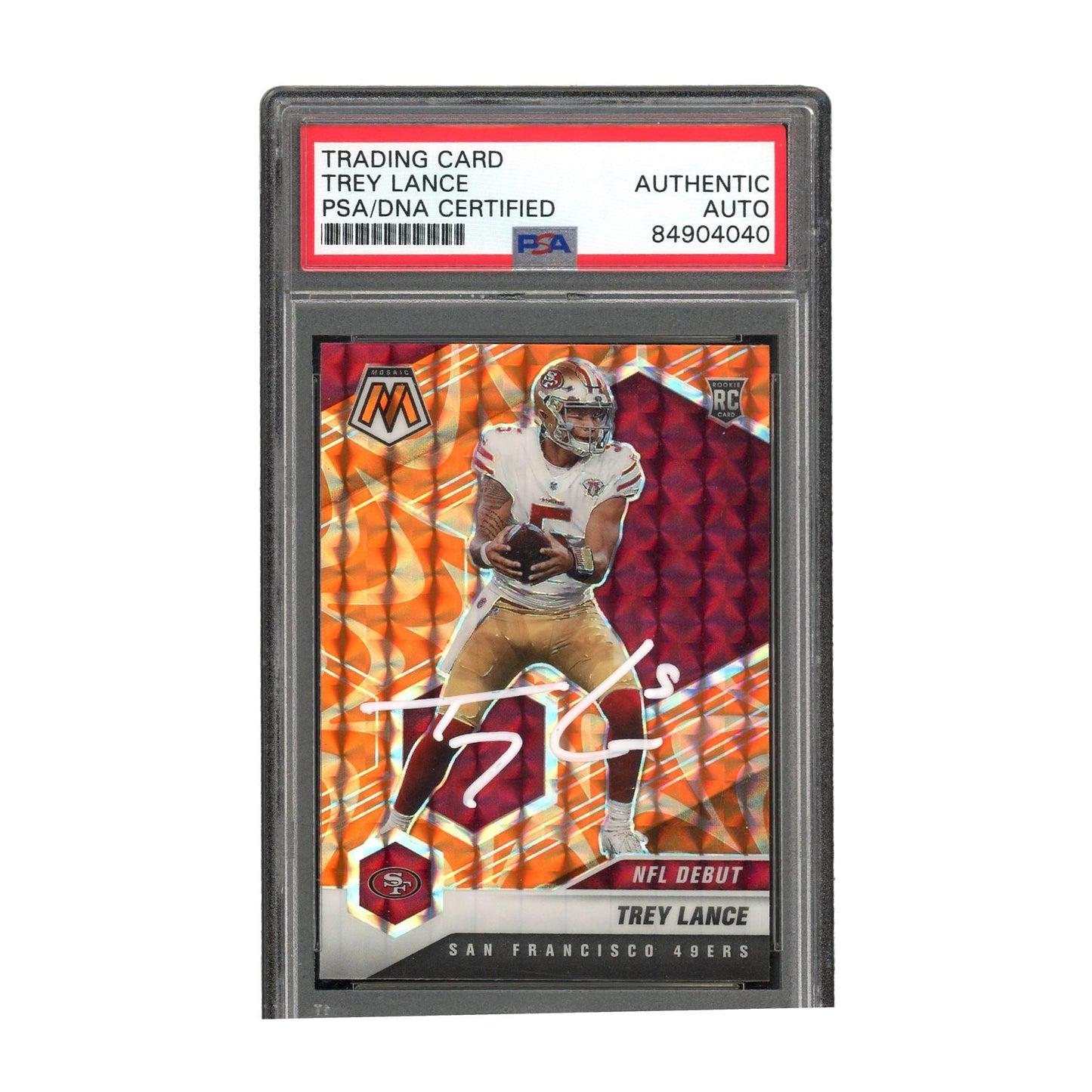 Trey Lance Autographed 2021 Panini Mosaic Orange PSA Authentic Auto