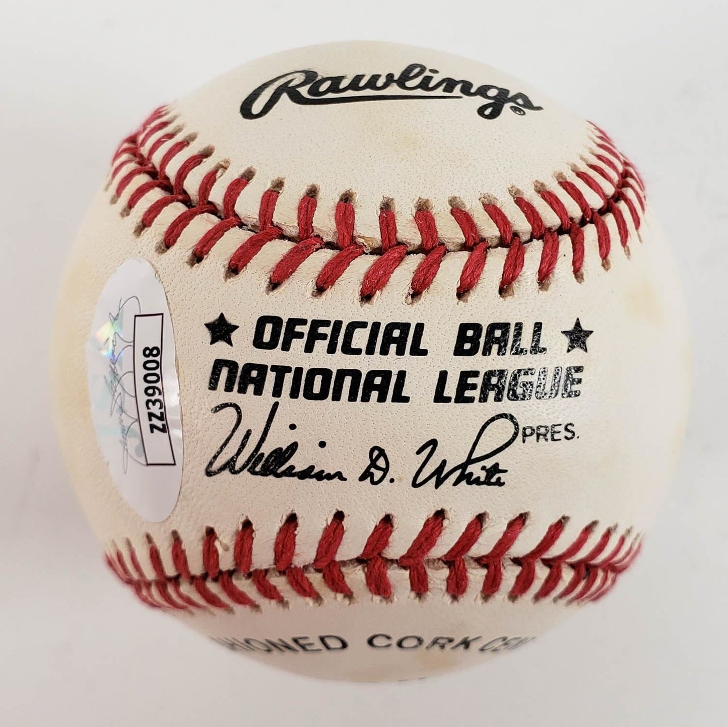 Hank Aaron Autographed Rawkings Official National League Baseball (JSA Hologram)
