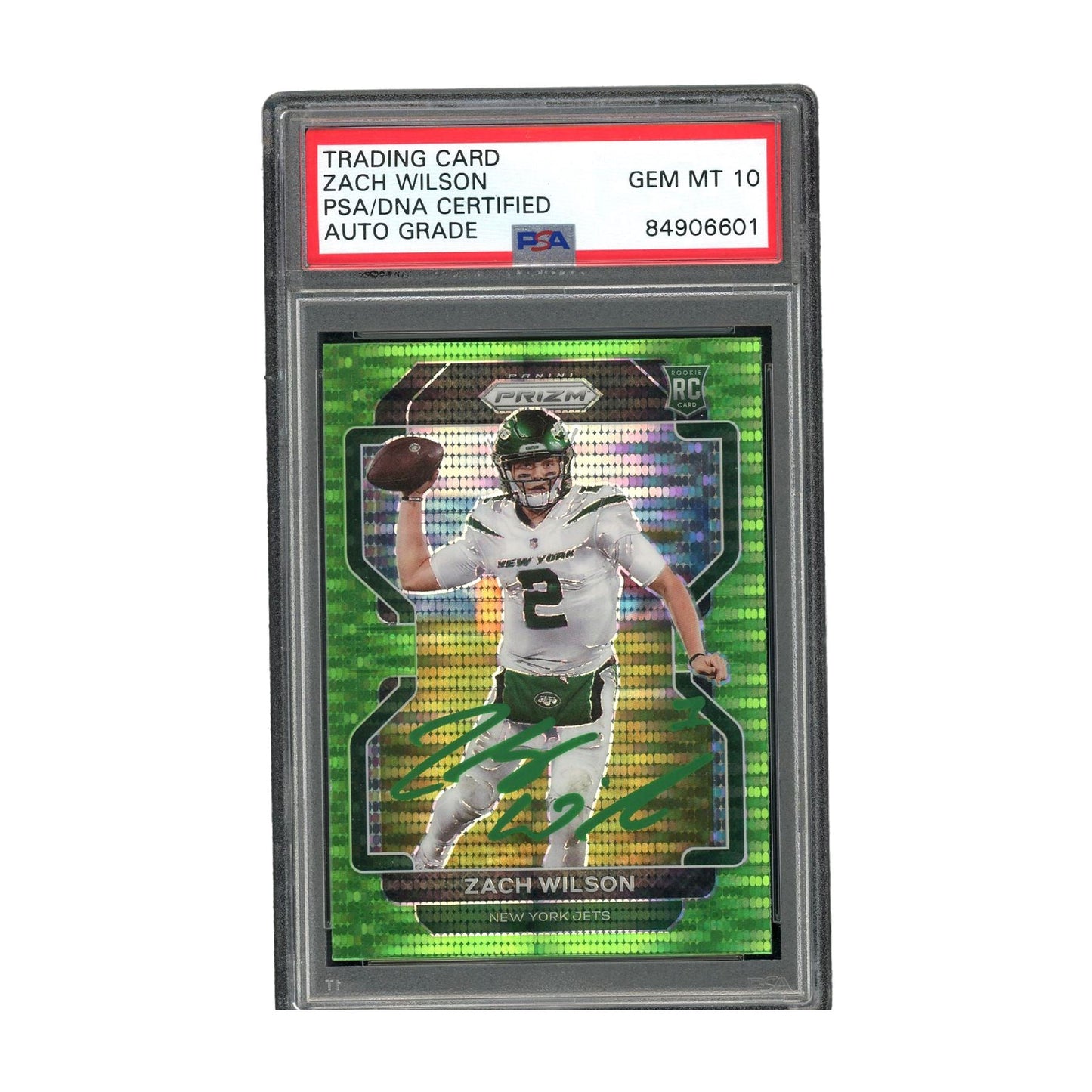 Zach Wilson Autographed 2021 Panini Green Prizm Gem Mint 10 Auto PSA