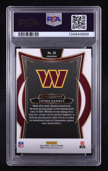 Jayden Daniels Signed 2024 Panini Select #26 RC PSA 9  Auto 10