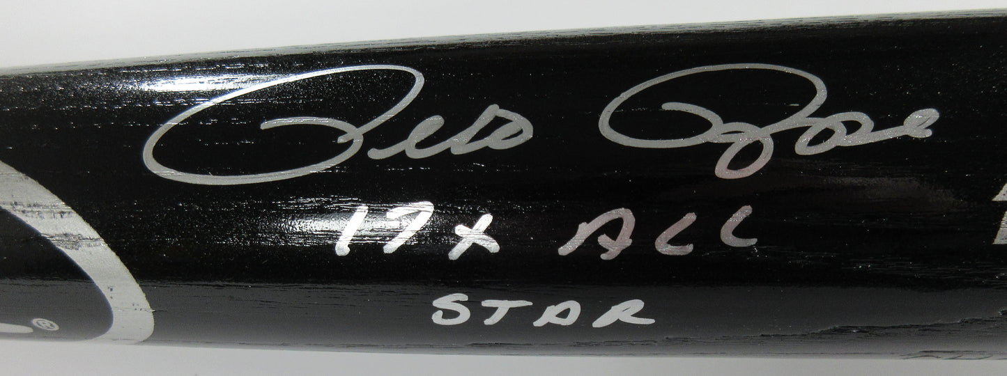 Pete Rose Engraved "Charlie Hustle" Autographed Rawlings Bat Inscribed 17X All Star