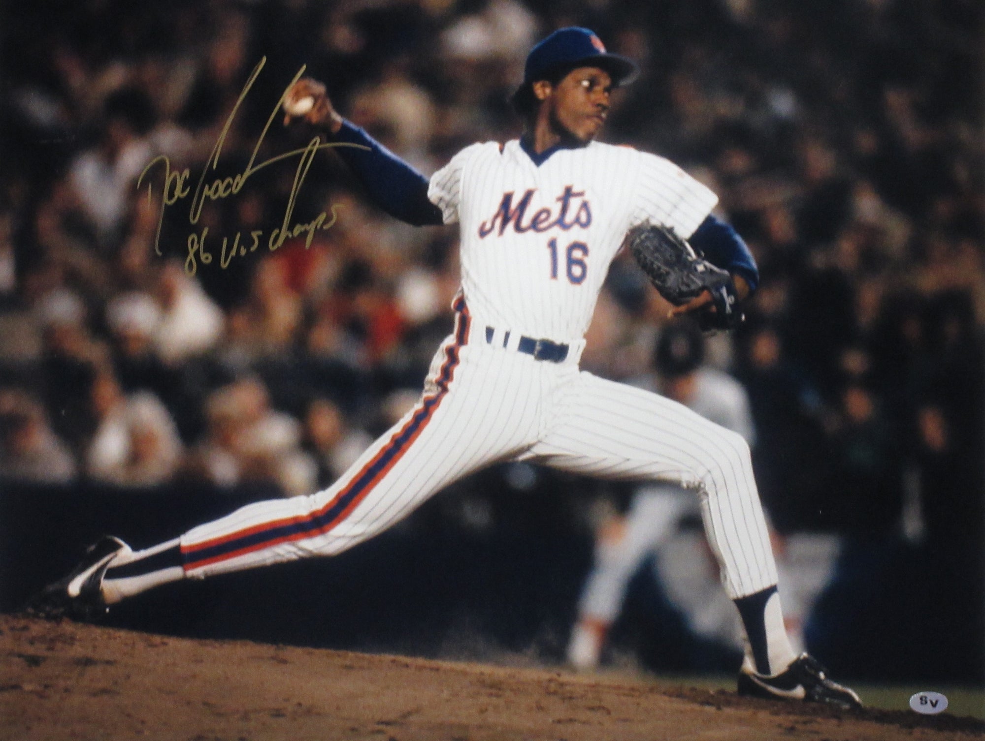 Dwight Gooden New York Mets Autographed 16x20 "86 WS Champs" Photo