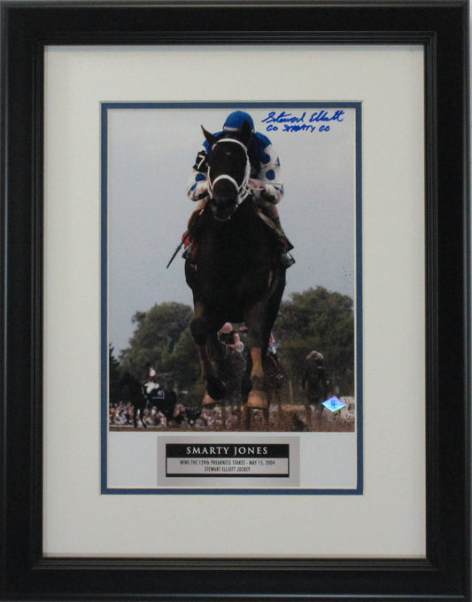 Smarty Jones Preakness Stakes 8x10 Photo Autographed by Stewart Elliott.