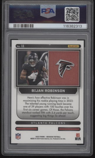 Bijan Robinson Signed 2023 Obsidian Supernova RC Electric Etch Red #11 PSA 9 Auto 9