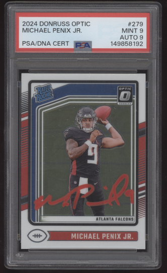 2024 Donruss Optic Michael Penix Jr Rated Rookie #279 Red Ink Auto PSA 9 AUTO 9