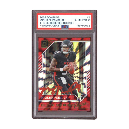 2024 Donruss Michael Penix Jr Elite Series Rookies #2 Red Ink Auto PSA AUTHENTIC