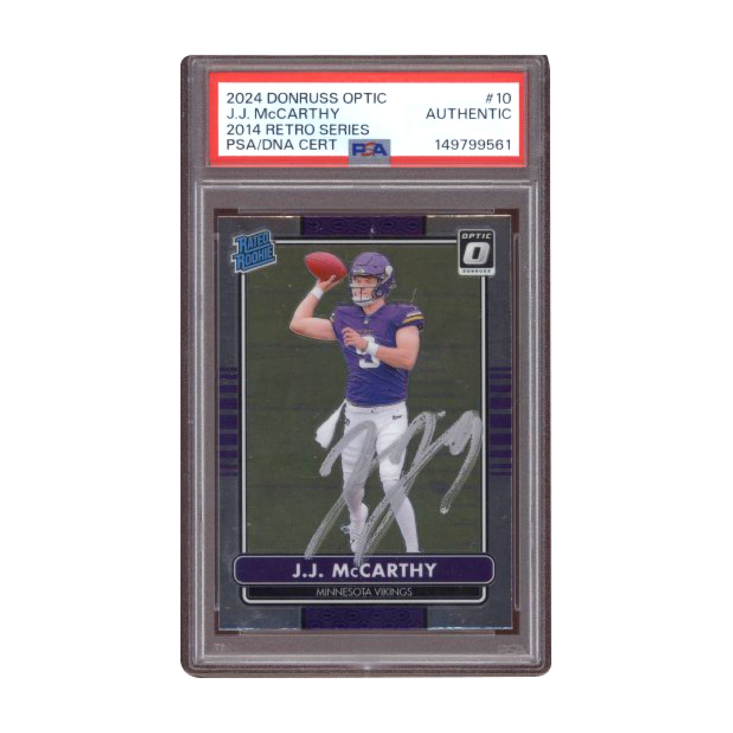 2024 Donruss Optic JJ McCarthy 2014 Retro Series #10 Auto PSA AUTHENTIC