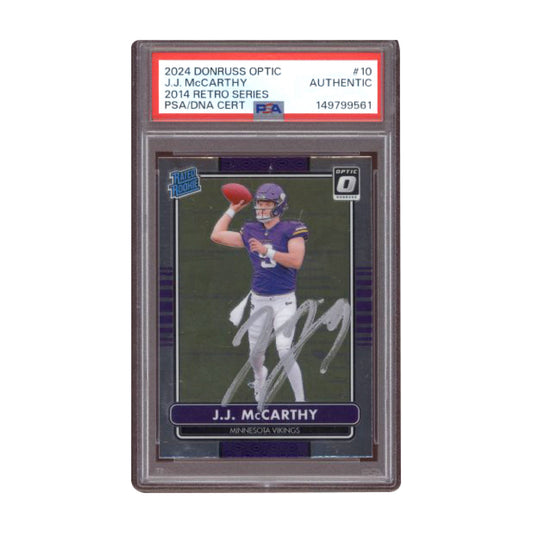 2024 Donruss Optic JJ McCarthy 2014 Retro Series #10 Auto PSA AUTHENTIC