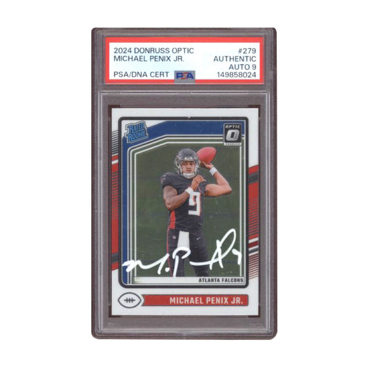 2024 Donruss Optic Michael Penix Jr Rated Rookie #279 White Ink Auto PSA AUTO 9