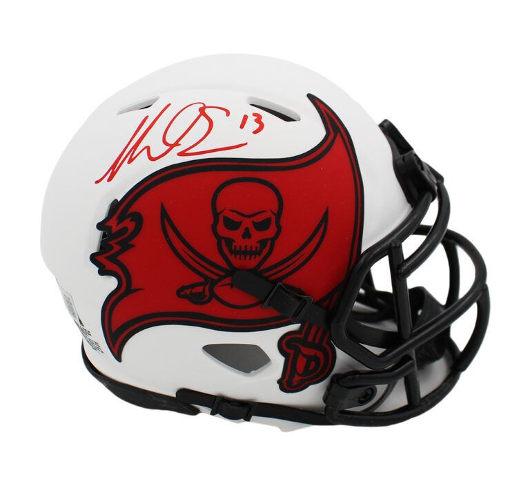 Mike Evans Autographed Buccaneers Lunar Mini Helmet - Beckett Auth