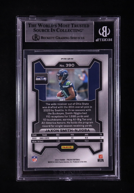Jaxon Smith-Njigba Signed 2023 Panini Prizm Prizms Red White & Blue #390 - Beckett Authentic Auto