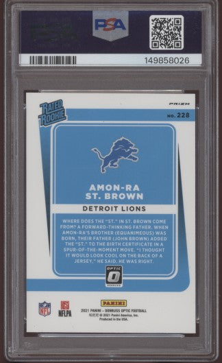 2021 Donruss Optic Rated Rookie Holo Amon-Ra St. Brown Auto PSA/DNA Authentic 10