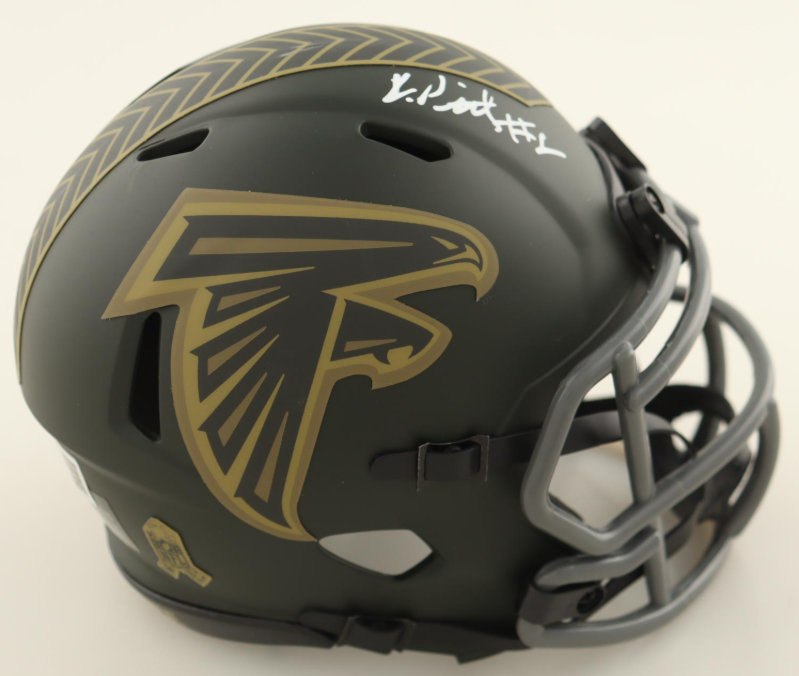 Kyle Pitts Signed Atlanta Falcons Salute to Service 2025 Mini Helmet - Beckett