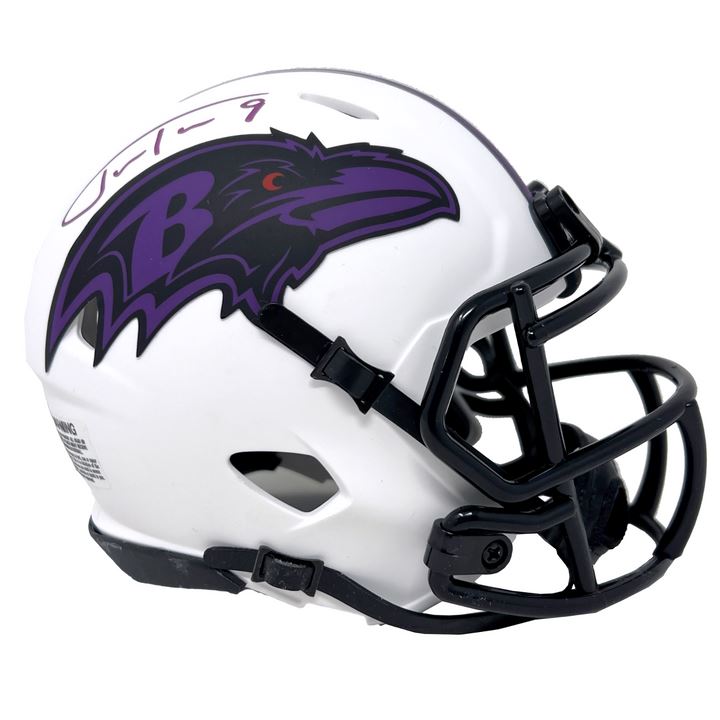 Justin Tucker Hand Signed Baltimore Ravens Lunar Mini Helmet - JSA