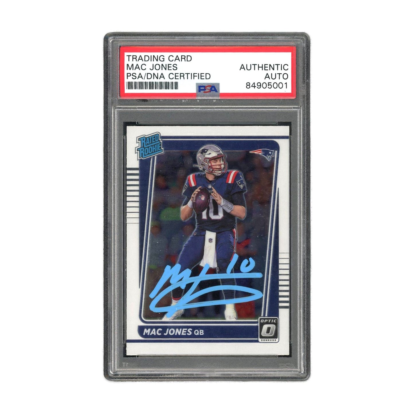 Mac Jones Autographed 2021 Panini Donruss Optic White PSA Authentic