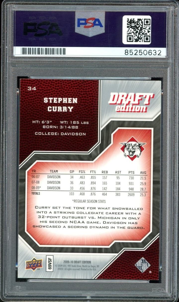 Stephen Curry 2009 UD PSA/DNA 10 Auto