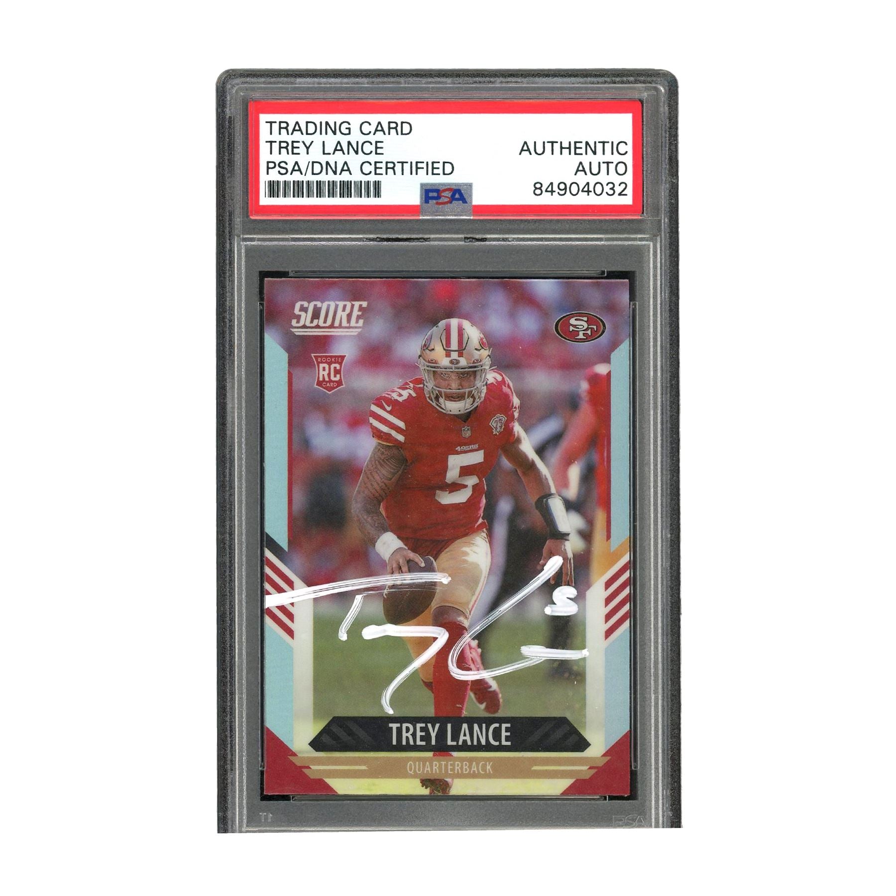 Trey Lance Autographed 2021 Panini Chronicles Score PSA Authentic Auto