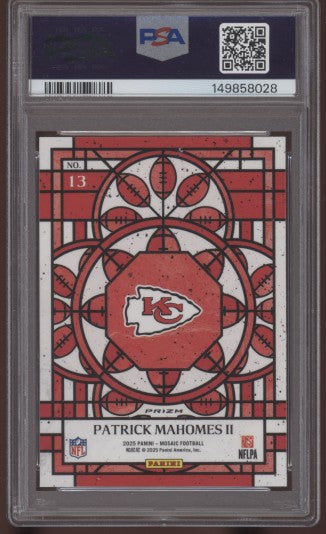 2025 Panini Mosaic Stained Glass Patrick Mahomes II #13 Auto PSA/DNA Auth 10