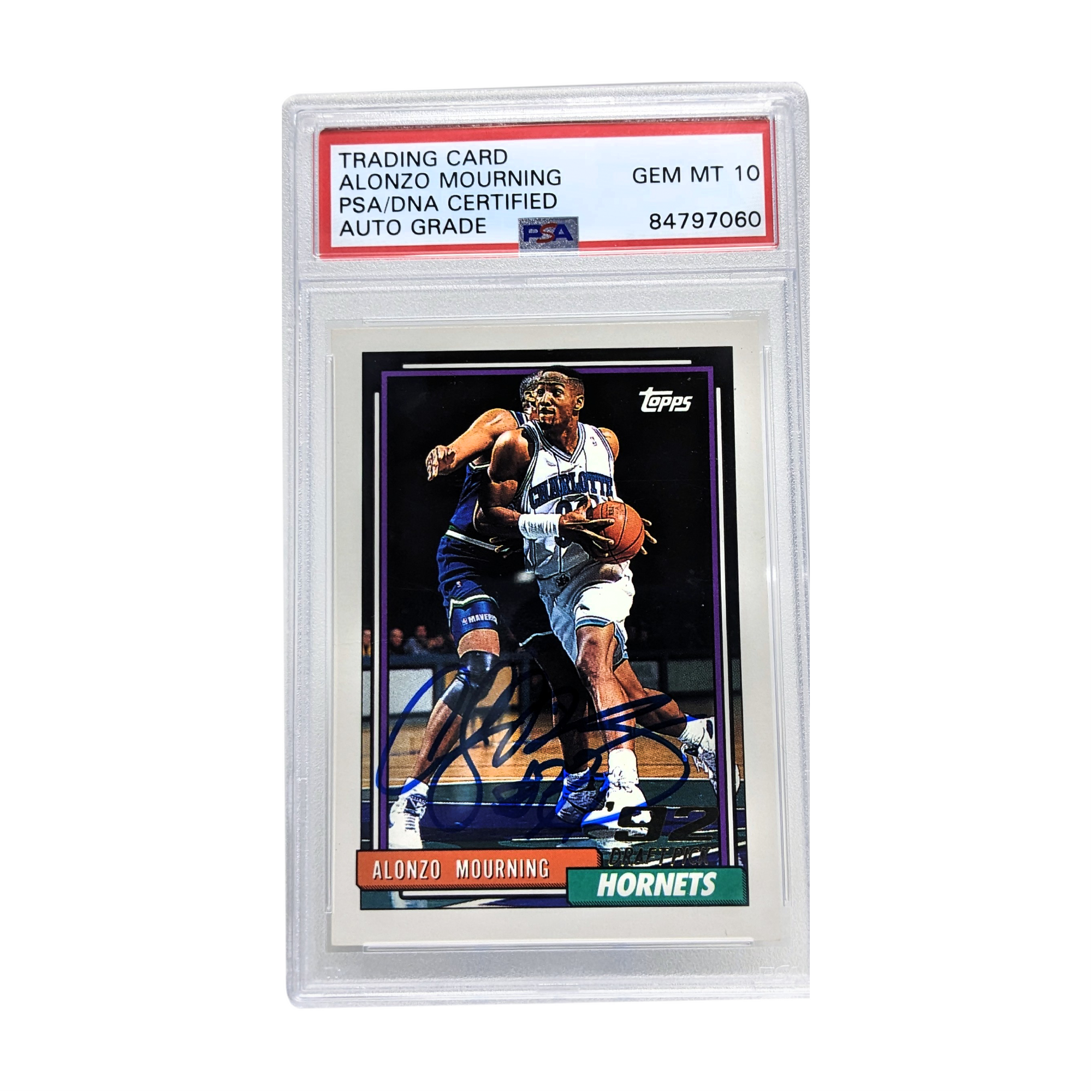 Alonzo Mourning 1992-93 Topps Autographed Card PSA Gem Mint 10 Auto