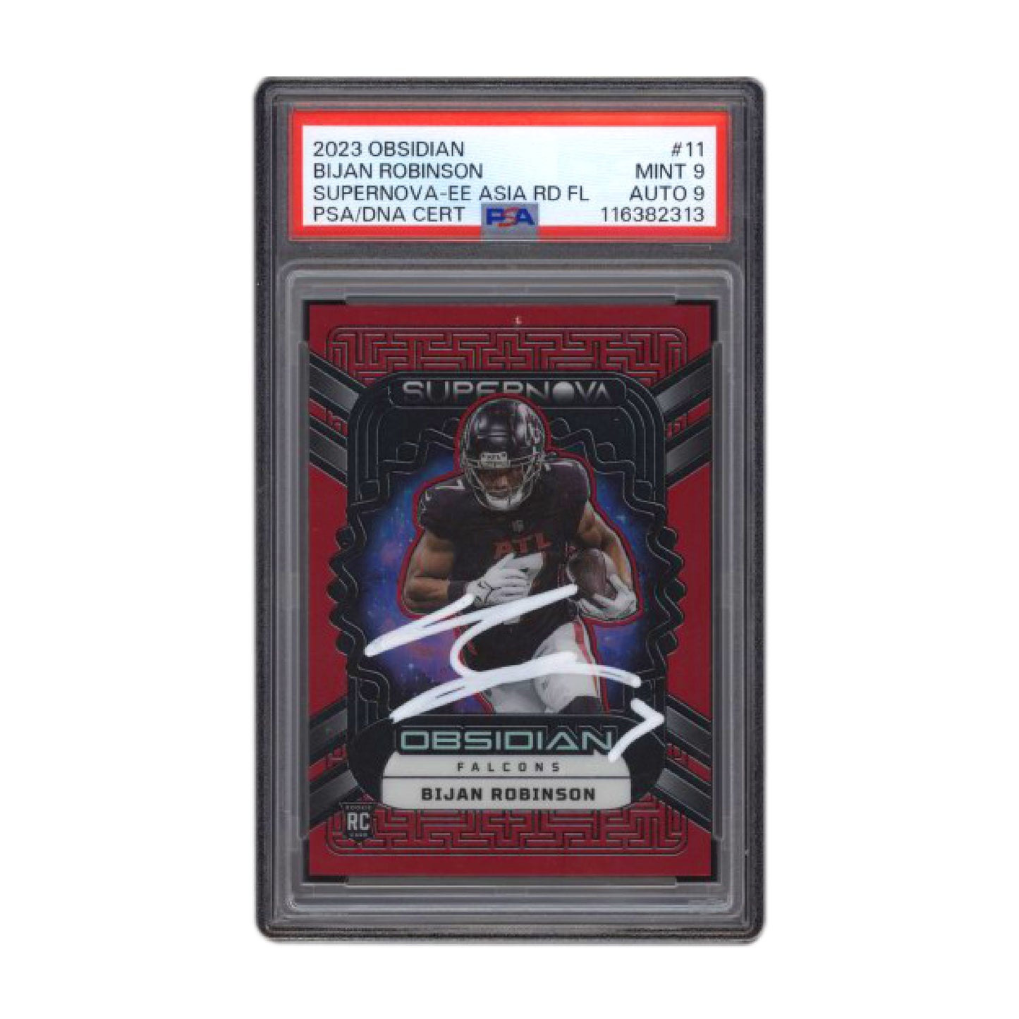 Bijan Robinson Signed 2023 Obsidian Supernova RC Electric Etch Red #11 PSA 9 Auto 9