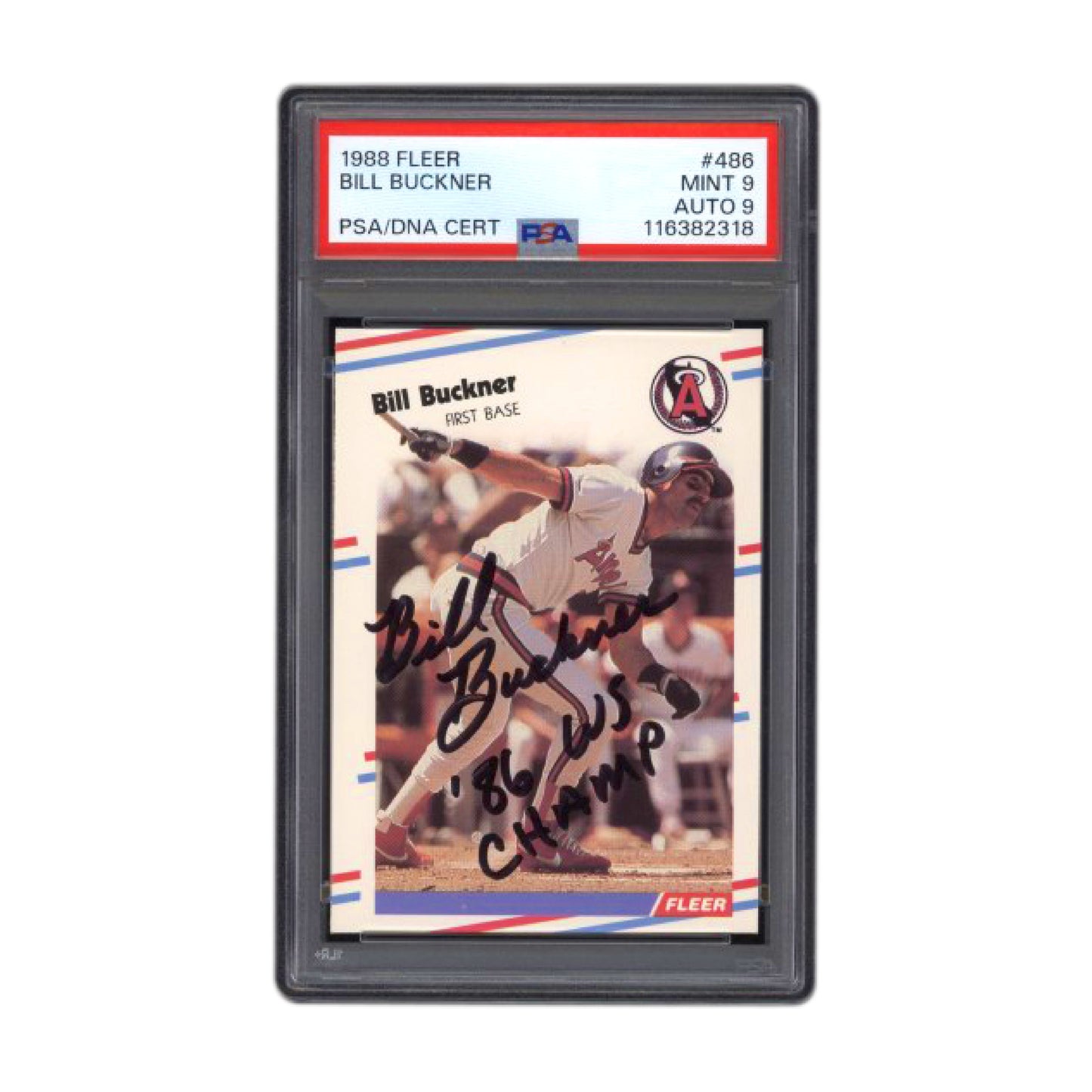 Bill Buckner Signed 1988 Fleer #486 "86 WS Champs" PSA 9 Auto 9 *POP 1*
