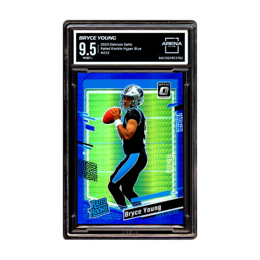 Bryce Young 2023 Donruss Optic Rated Rookie Hyper Blue Card #213 Arena Club 9.5