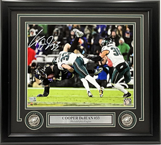 Cooper DeJean Philadelphia Eagles Autographed 11x14 "Ravens" Photo Framed