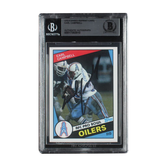 Earl Campbell Signed Authentic Topps Beckett