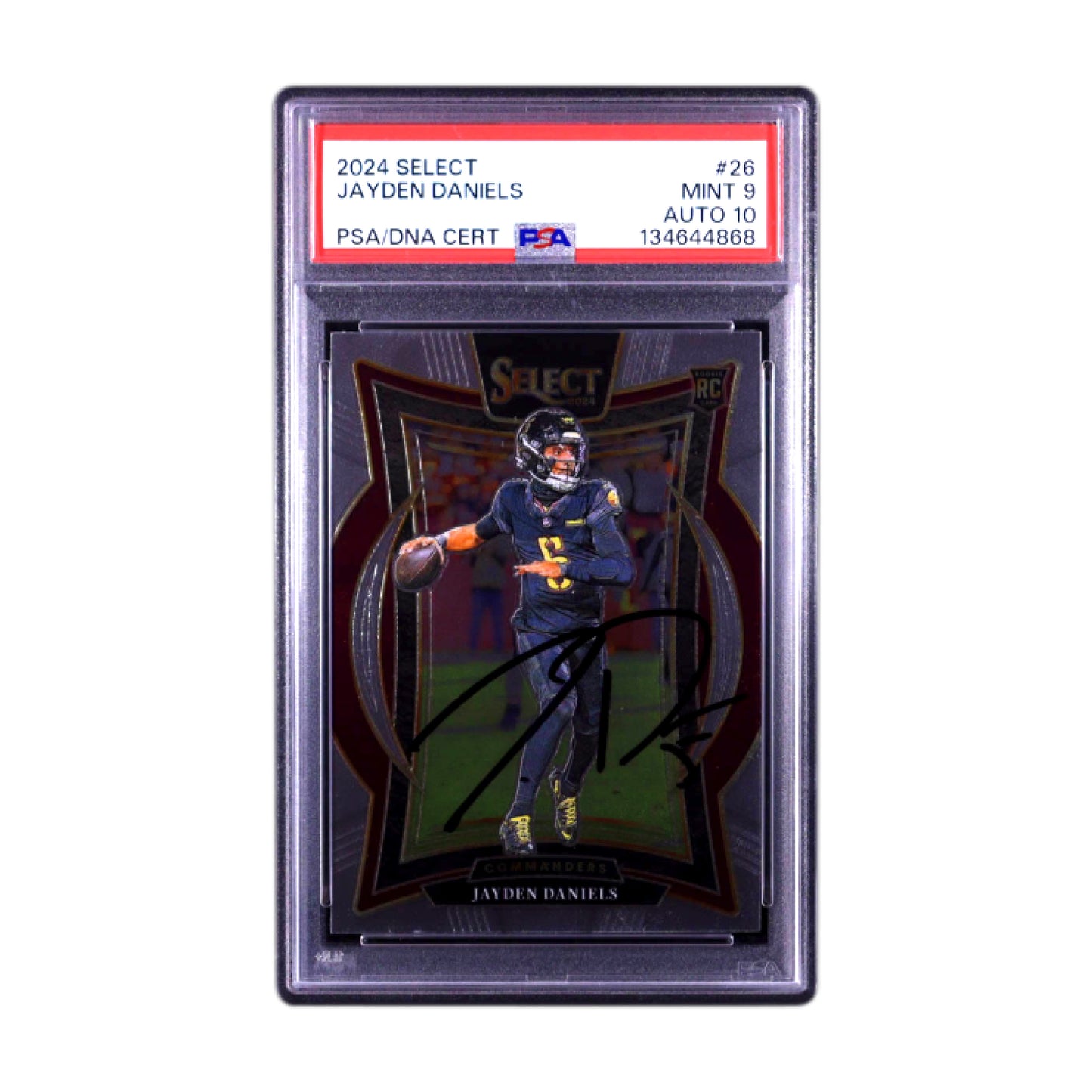 Jayden Daniels Signed 2024 Panini Select #26 RC PSA 9  Auto 10