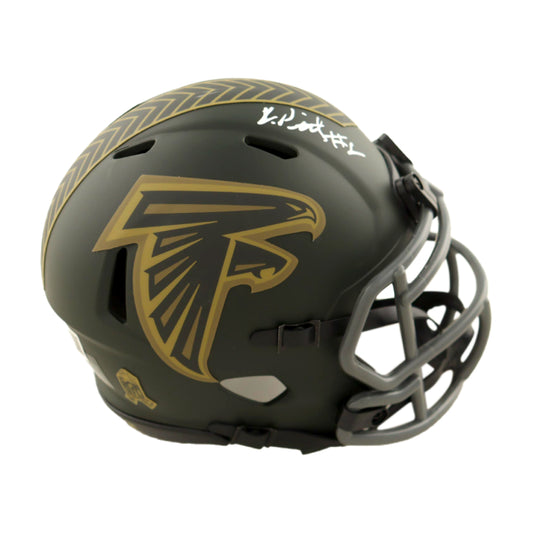 Kyle Pitts Signed Atlanta Falcons Salute to Service 2025 Mini Helmet - Beckett