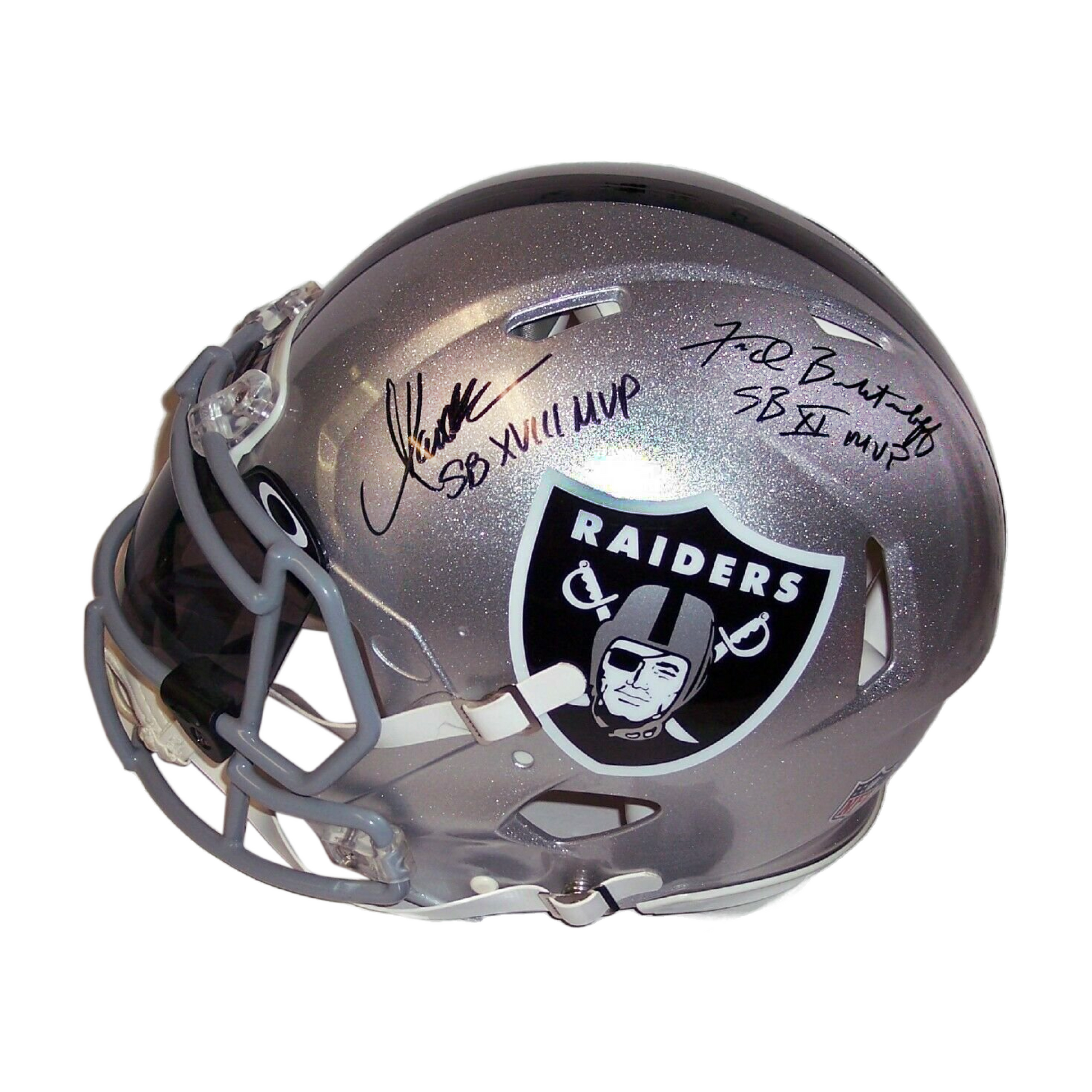 autographed authentic football helmets Marcus Allen & Fred Biletnikoff Autographed Hand Signed Oakland Raider – Sports Vault Shop