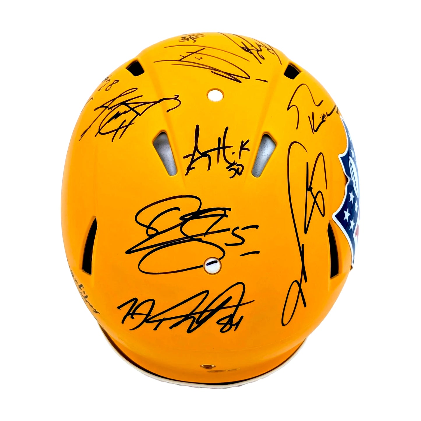Riddell Full Size Helmet Signed by 14 NFL Stars Tua Kittle Bret Michaels COA
