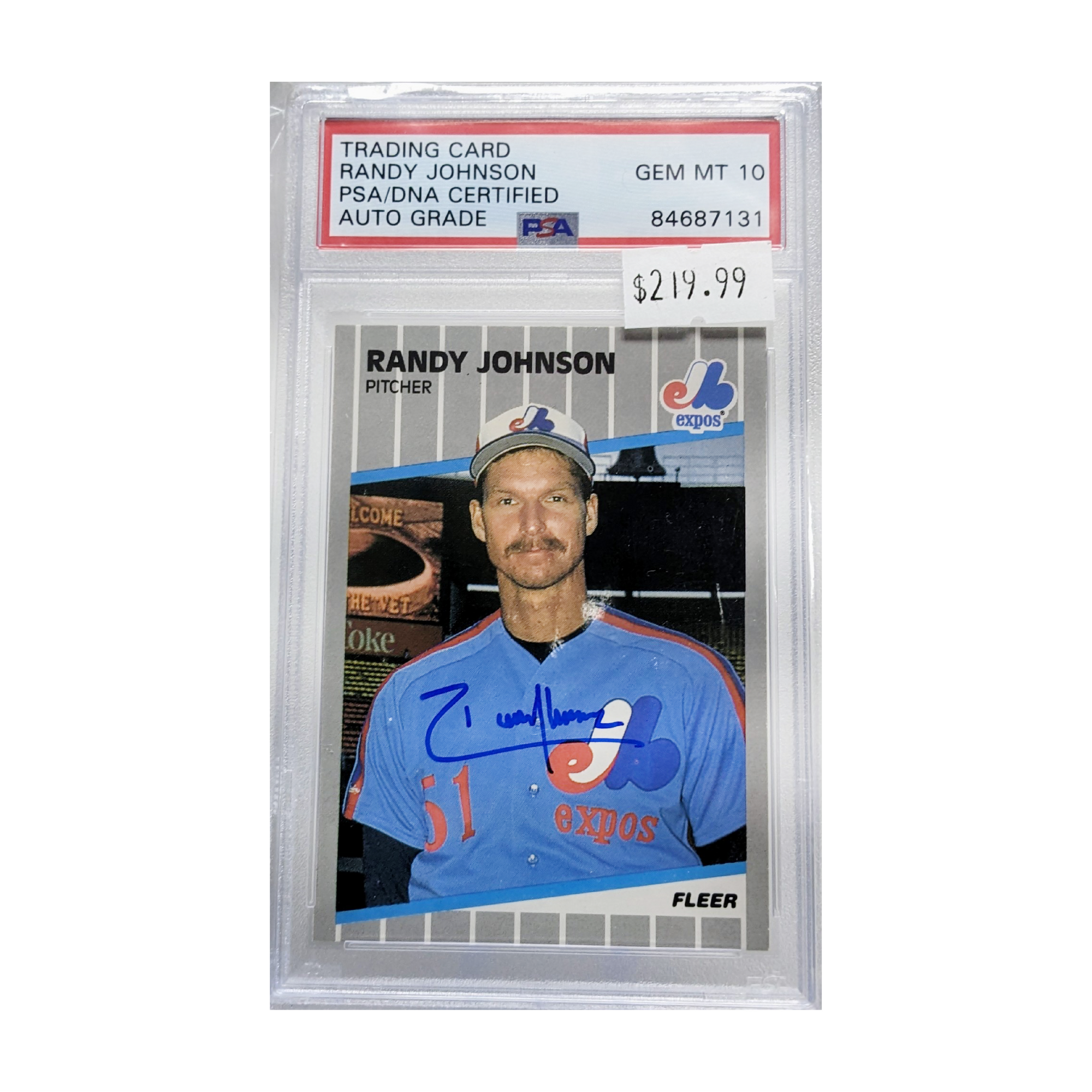 Randy Johnson 1989 Fleer Autographed Card - PSA Encapsulated Graded Auto Gem Mint 10