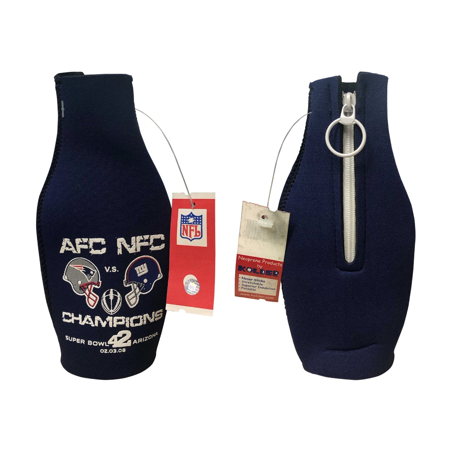 Superbowl XLII (42) Giants Patriots Bottle Koozies