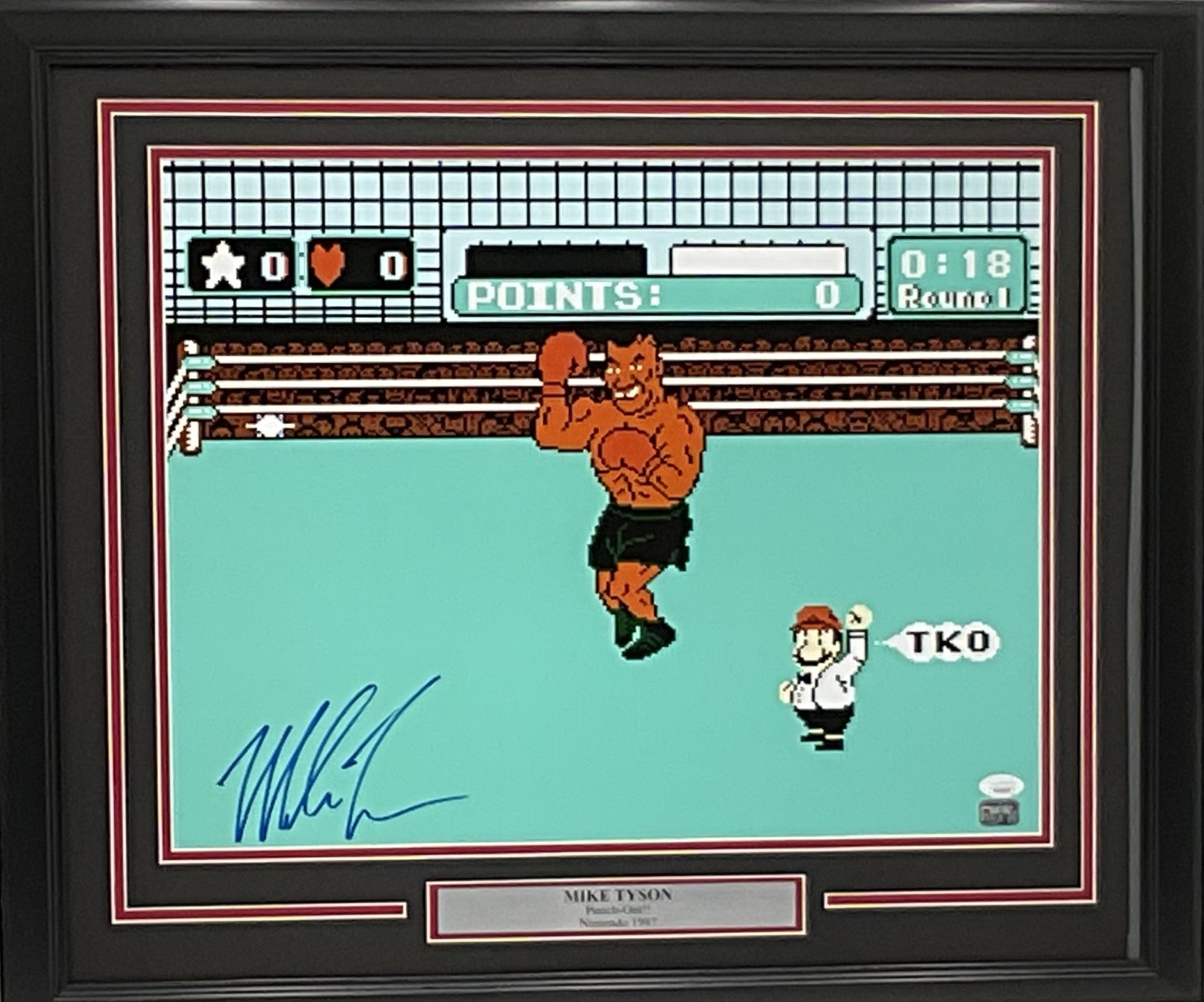 Mike Tyson Autographed 16x20 "Punch Out" Photo Framed