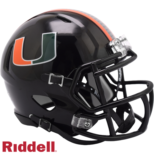 Miami Hurricanes Black Matte Speed Mini Football Helmet