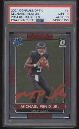 2024 Donruss Optic Michael Penix Jr 2014 Retro Series #9 Red Auto PSA 9 AUTO 10