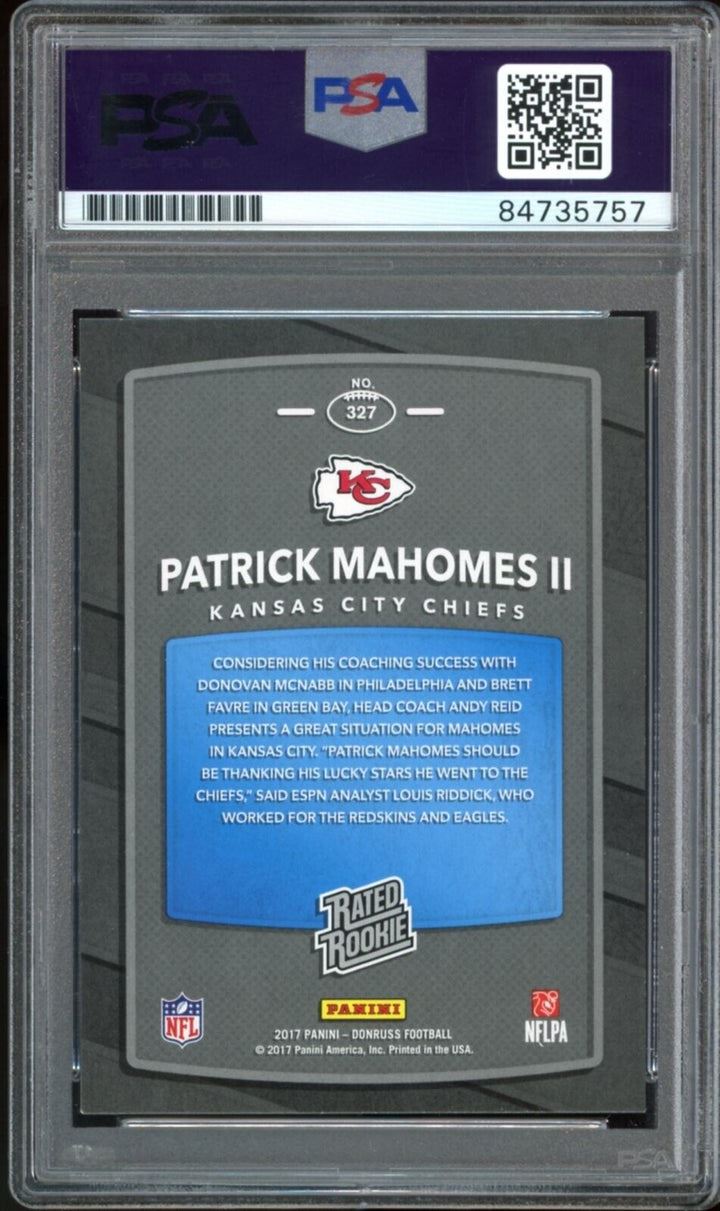 Patrick Mahomes 2017 Donruss RR PSA/DNA 10 Auto